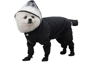 IOICYBF Dog Raincoat with Hood, Waterproof Full-Coverage Reflective Rain Jacket Quick-Drying Rain Poncho and Shoes for Small Medium Large Dogs,Black,M
