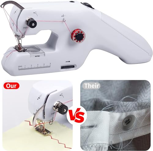 Máquina de coser a mano, mini máquina de coser eléctrica portátil, doble hilo, equipada con aguja e hilo, fácil de aplicar, para principiantes, aplicable a ropa, cortinas