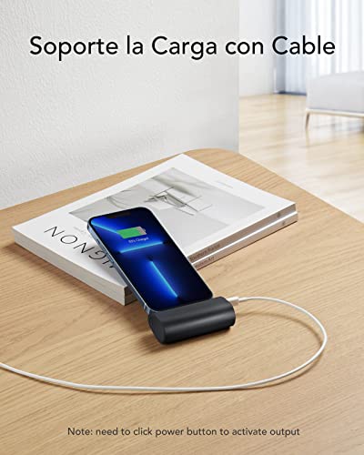 Mini Power Bank Portátil PD 22.5W para iPhone Lighting con Cable Integrado,Batería Portátil Inalámbrico Carga Rápida Banco de Energía 5000 mAh Compatible con iPhone 14/13/12/11/X ¡Idea de regalo