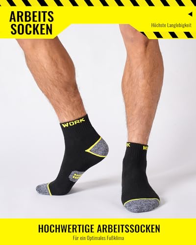 Effeet 10 Pairs of Short Work Socks Men's Quarter Socks, Padded Reinforced Work Socks, Breathable Short Socks with Comfort Waistband, Work Socks