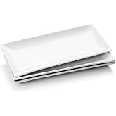 WishDeco Serving Platters Set of 3, Large Serving Trays 14 Inch | White Serving Plates, Ceramic Rectangle Plate, Long Platter for Cake, Sushi, Steak, Dessert, Buffet