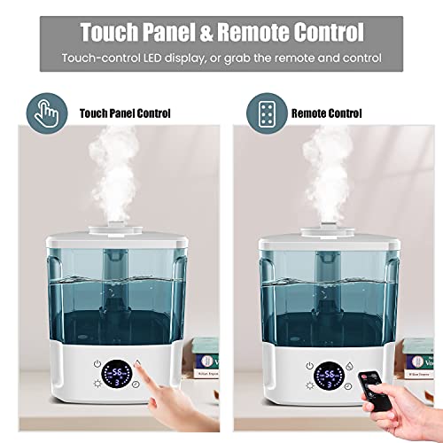 Solonsuo Humidifiers for Bedroom Home, 4.5L Top Fill Ultrasonic Mist Humidifier with Remote Control, Three Mist Modes, 360° Nozzle , Auto Shut-Off, Up to 40 H, Quiet Easy Clean, Filterless(350 sq)