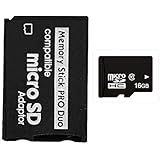 FengShengDa 16G High Speed Memory Stick Pro-HG Duo Class 10 16G Micro SD and Mark2 HX Adapror for PSP Accessories (16GB)