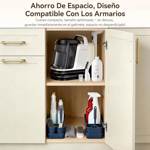 Uwant Y100 Aspiradora de Agua Tapiceria, 600W 18 kPa, Doble Depósito 1.2L y Autolimpieza, Higieniza 99.9% con Detergente 500ml y Cepillos, Limpiador de Tapicerías, Para Sofá, Alfombra y Colchón