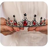 JWICOS Black Tiaras and Crowns for Women Baroque Queen Crowns for Halloween Costume Vintage Gothic Tiara for Party Prom Birthday (Type 8)