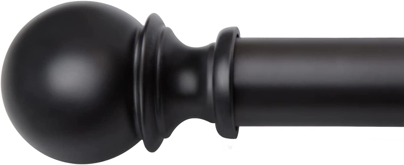 Window Treatment Hardware - Curtain Rods for Windows 66 to 120, 1 Inch Black Curtain Rod Set, Heavy Duty Drapery Rods with Adjustable Curtain Rods, Outdoor Curtain Rod with Ball Finials, Room Divider Curtain Rod, 32