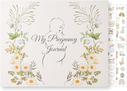Pregnancy Journal for First Time Moms, Hardcover Pregnancy Planner with Stickers, Baby Memory Book Keepsake, Gender Reveal Gift for Expecting Moms, Weekly Tracker for Baby's Growth,135 Pages