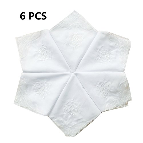 COCOUSM Womens Embroidery Floral Cotton Handkerchiefs Pack of 3/6/12