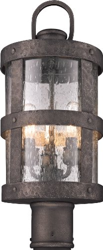 Troy Lighting Barbosa 3-Light Outdoor Post Lantern - Barbosa Bronze Finish with Clear Seeded Glass