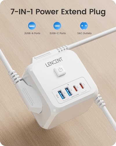 Cubo Enchufe USB 7 en 1, Ladron Enchufes 4000W, Cubo Enchufes