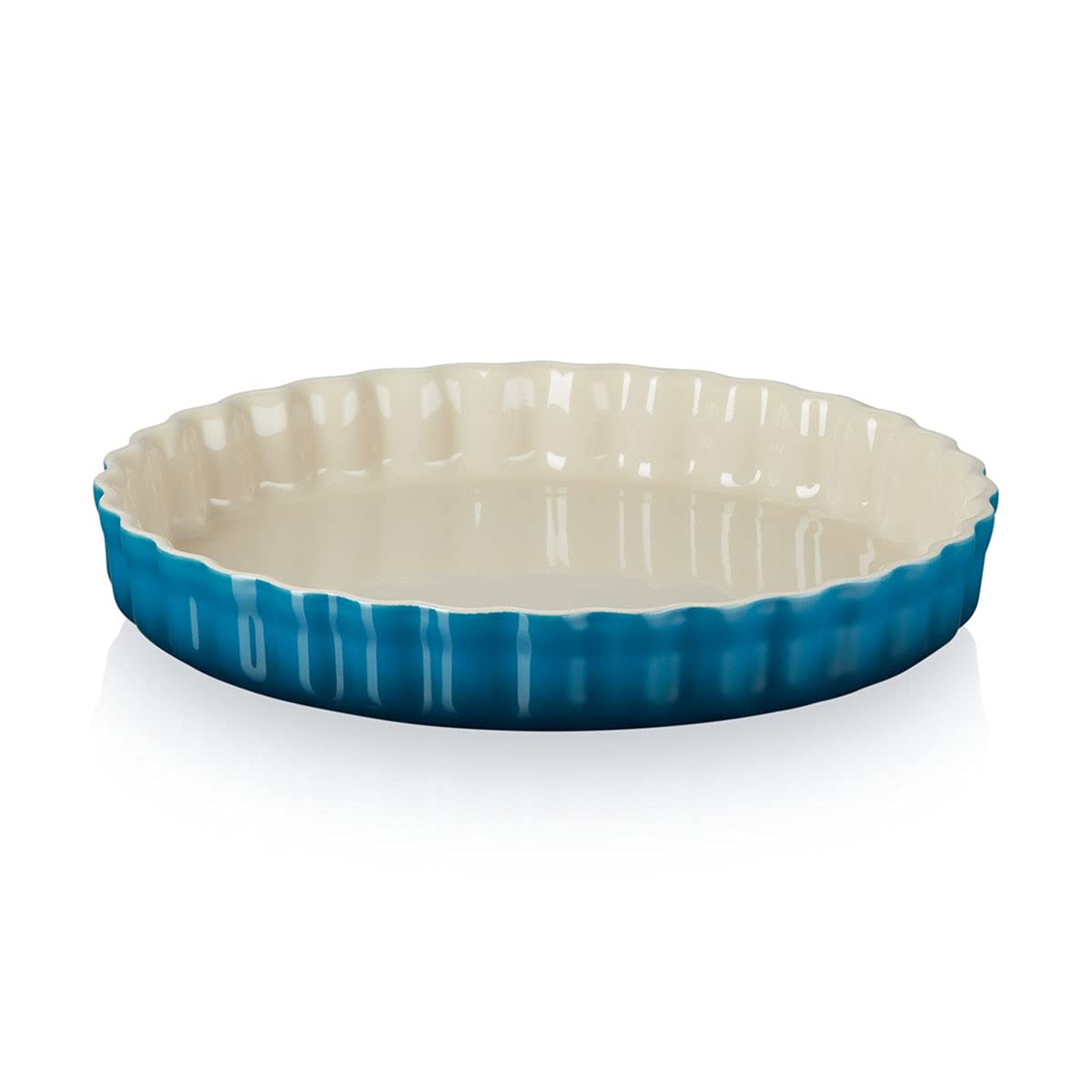 Le Creuset Heritage Fluted Flan Dish, Stoneware, 28 cm, 1.82 kg, Deep Teal, 71120286420001
