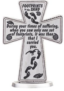 Catholic Gift Shop Footprints in the Sand - Standing Cross 3 inch (46552)