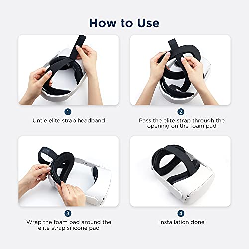 KIWI design Elite Strap Foam Pad for Meta/Oculus Quest 2 (Black