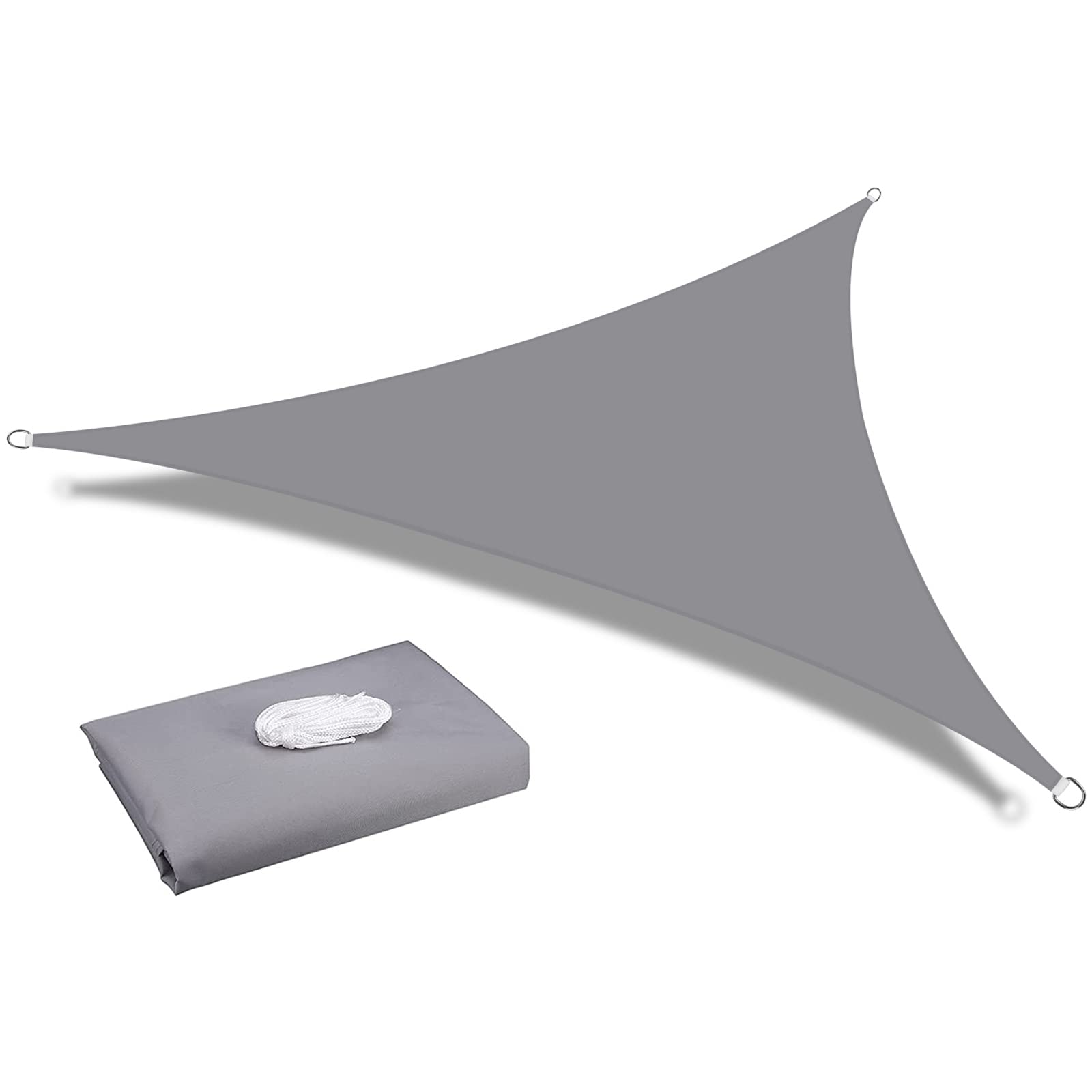 HEYOMART Sun Shade Sail Waterproof Outdoor Garden Patio Party Sunscreen Awning 3.6x3.6x3.6m Triangle Canopy 98% UV Block with Free Rope, Light Grey