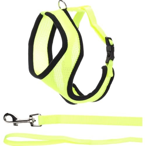 Flamingo Harms Cat Harness with Leash – Yellow – Size A: 37 cm, B: 43–55 cm, C: 120 cm x 15 mm x 2 mm – Adjustable Nylon Harness with Breathable Mesh – Includes Leash – Ideal for Large Cats