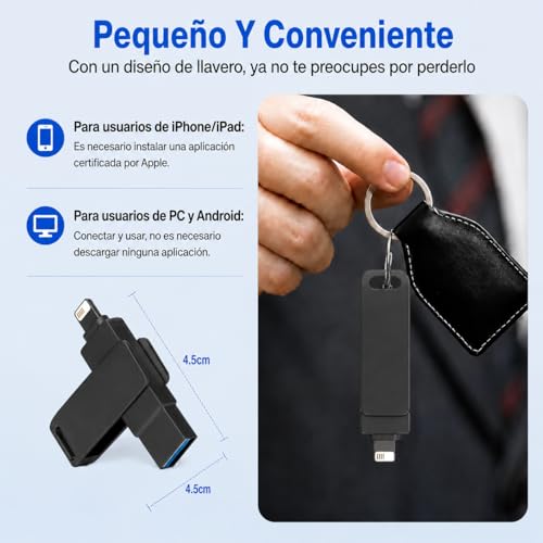 SIJEW 4 en 1 USB Memoria, Memoria USB 128 GB 3.0, Pendrive USB Externa para Celular, Unidad Flash USB para Guardado de Datos, Memory Stick Compatible con iPhone, iPad, Windows, Mac y Lunux