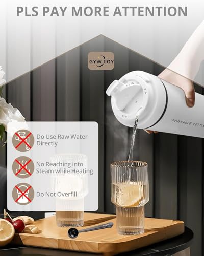 Gywjioy Portable Electric Kettle, Travel Electric Cup， Temperature Controls and LCD Display, 316 Stainless Steel and 450ml, 6 Temperature Controls and LCD Display，Auto Shut Off & Boil Dry Protectio