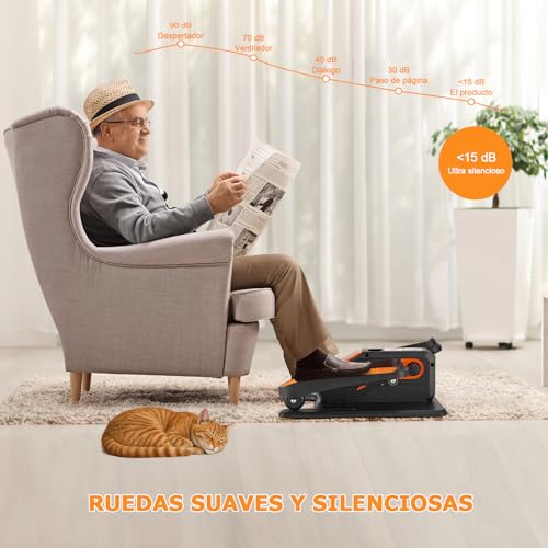 Rabbitstorm Maquina Eliptica Electrica, Maquina para Pedalear con Control Remoto, Almohadilla Antideslizante, Correas para Los Pies, 12 Velocidades, para del Escritorio en el Hogar y la Oficina