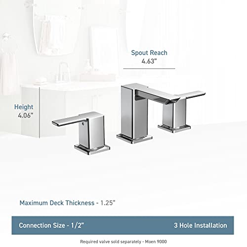 Moen 90 Degree Chrome TwoHandle Widespread Bathroom Faucet, Valve Sold Separately, TS6720