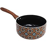 IMUSA 2 Quarts Talavera Nonstick Saucepan with Wood Look Handle, Ceramic Coated