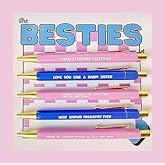 Sitongnade Funny Pens 5-Pack, Novelty Black Ink Medium 1.0mm Retractable Ballpoint With Swear Word Quotes, Daily Set for Work, Office Gifts (BESTIES)