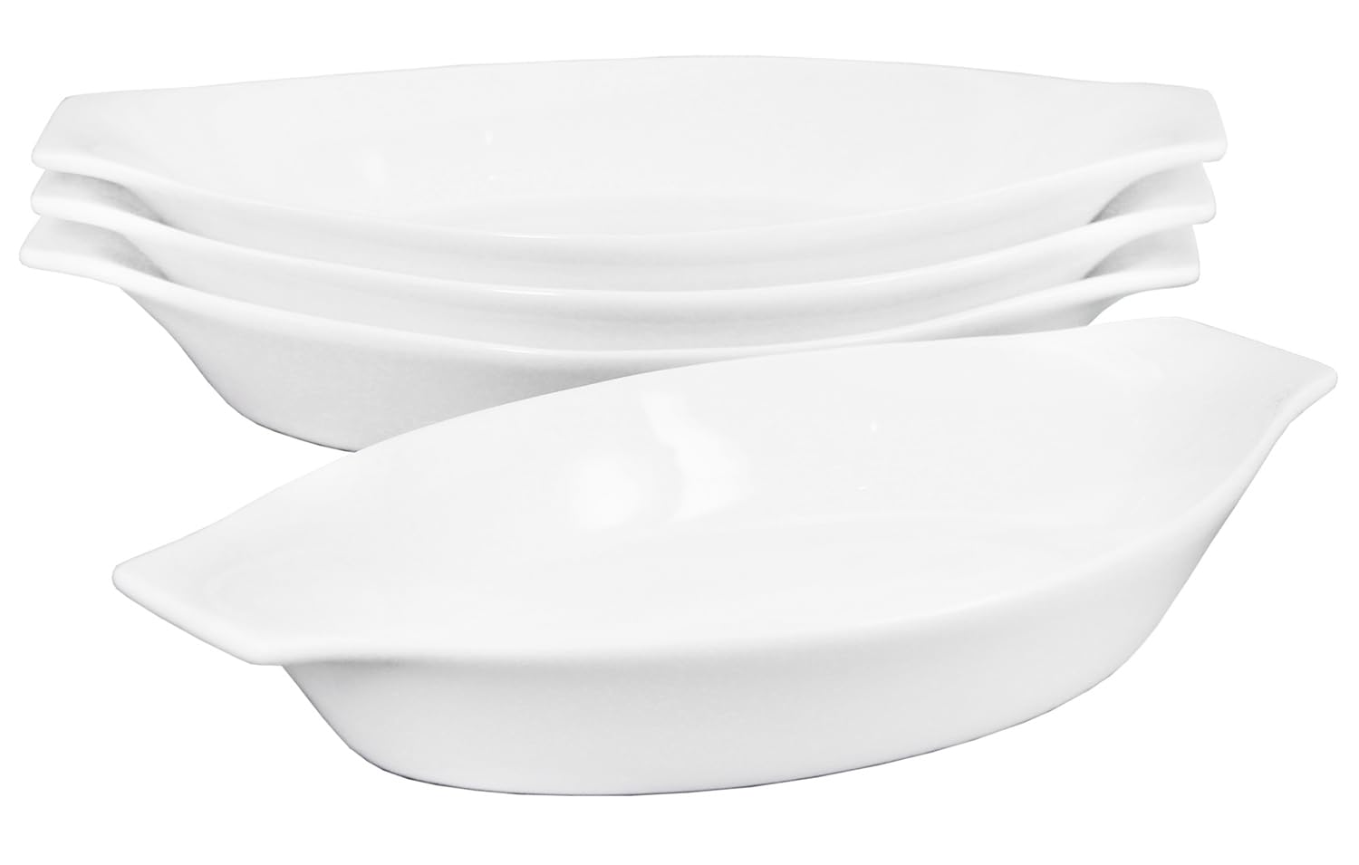 Photo 1 of jinsongdafa Ceramic Mini Oval Au Gratin Baking Dishes 3.5 oz, Set of 4 Banana Split Bowls, Oven and Microwave Safe, for 1 person servings, Bakeware with Double Handle for Kitchen and Home, 6.5 Inch