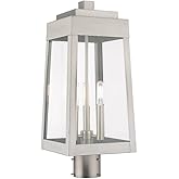Livex Lighting 20856-91 Oslo - 20.38" Three Light Outdoor Post Top Lantern, Brushed Nickel Finish with Clear Glass