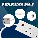 MERCURY 3m 4 Gang Extension Lead Multi Plug Power Strip Fused 13A Wall Mount UK view 4