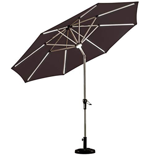Purple Leaf 9 Feet Solar Powered LED Lighted Patio Umbrella with Push