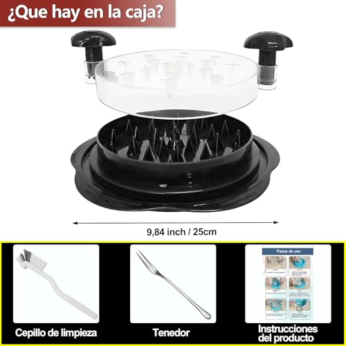 Desmenuzador de Pollo - 25CM Trituradora de pollo, Tapa Visual, Mango Ergonómico, Antideslizante y Lavavajillas lavables, Chicken Shredder para Cortar Carnes Vegetales Queso Duro(Negro)