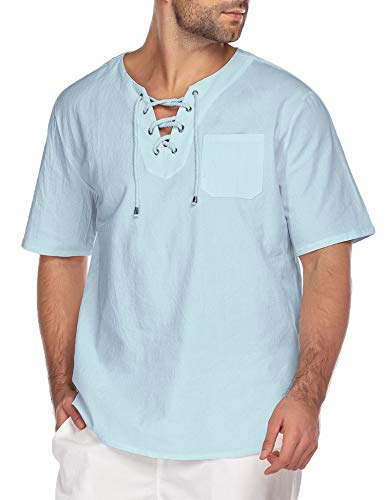 Coofandy camiseta casual para hombre camisas de lino de algodón