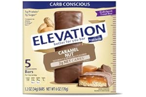 Elevation by Millville Caramel Nut Endulgent Bars 6oz(1.2oz x 5 Bars), Pack of 1