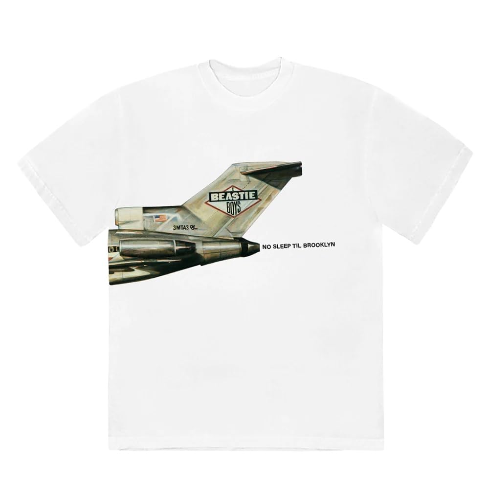 Photo 1 of Beastie Boys Men's No Sleep Til Brooklyn Plane T-Shirt White Large | Officially Licensed Merchandise LARGE
