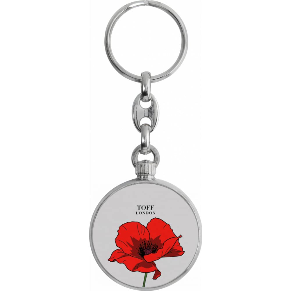Toff London Red Poppy Flower Keyring