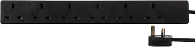 PRO ELEC PELB1422 6-Gang Extension Lead 15 Metre Black Power Cable Cord
