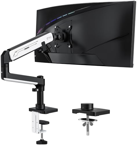 ETHU Monitor Stand, 2-14KG Heavy Duty Gas Spring Monitor Arm with Height Adjustment & Tilt, VESA Desk Mount with Dual Installation Options for 17-40 inch Screens, VESA 75x75/100x100, Black