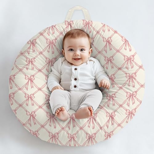 Cute Bows Flowers Floral Pattern Baby Lounger Cover, Unisex Bows Removable Infant Newborn Snug Fit Floorseat Sleeping Lounger Slipcover for Boys Girls Lounger Pillow, Cover Only