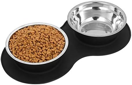 MyAvenue-Dog Food Bowl & Cat Bowls, Stainless Steel Dog Bowls for Medium Dogs with Non Slip Pet Bowl Silicone Mat – Pet Food Mat, No Spill Dog Water Bowl for All Pets