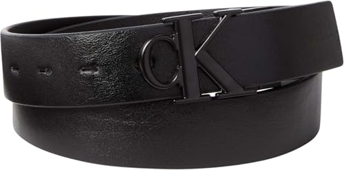 Calvin Klein CK Buckle Tumbled 35Mm Adj/Rev Lv04D7049G Ceintures, Black (Black/Black/Matte Black), 85 Homme