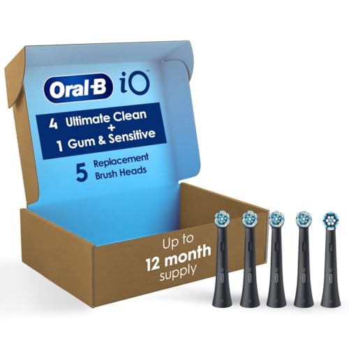 Photo 1 of Oral-B iO Ultimate Clean Replacement Brush Heads, 5 Count, 4 Ultimate Clean + 1 Gum & Sensitive Black