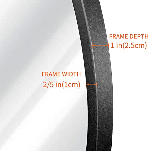 GLEAF 24 inch Round Mirror, Black Metal Frame Wall Mounted Large
