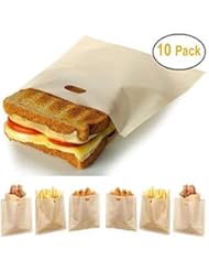 Stephanie Lane - Non-Stick Reusable Toaster Bags (Set of 10) Various Sizes, Create Grilled Cheese Sandwiches in Toaster, Microwave Oven or Grill, Pizza Panini & Garlic Bread