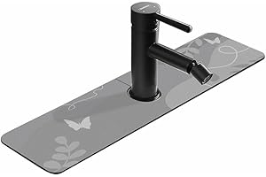 CYlovinho Kitchen Sink Faucet Splash Guard, Faucet Absorbent Mat, Silicone Faucet Water Catcher Mat for Countertops, Bathrooms, Farmhouses, RVs (Butterfly, 5.4''*14.96'')