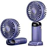 Portable Handheld Fan,Mini Foldable Desk Fan,USB Rechargeable Fans with 5 Speeds,Battery Operated Mini Handheld Fan with LED Display for Home Office Travel (Multi Color)