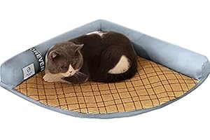 Kelendle Pet Dog Bed for Small Medium Large Dogs and Cats Triangle Corner Lounger with Removable Cover and Breathable Summer Mat Cushion Pet Corner Couch Bed Pillow Washable (Gray, Medium)