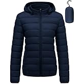 KVE Women's Hooded Packable Ultra Light Coat Warm Short Puffer Jacket