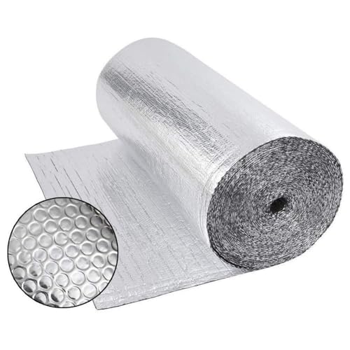 Dripex Isolierfolie Dämmfolie 1.0x10m, Doppelte Alu-Luftpolsterfolie 3-4mm, Heizkörper Reflexionsfolie für Dächer Fenster Rohre Böden (10㎡)
