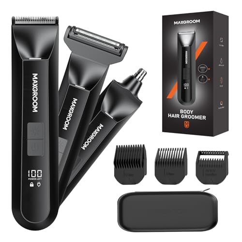 MAXGROOM Men's Electric Shaver Body Shaver Intimate Parts Rechargeable Intimate Shaver with Wet and Dry Use, Face Hair, Back, Chest, Armpits and Intimate Parts