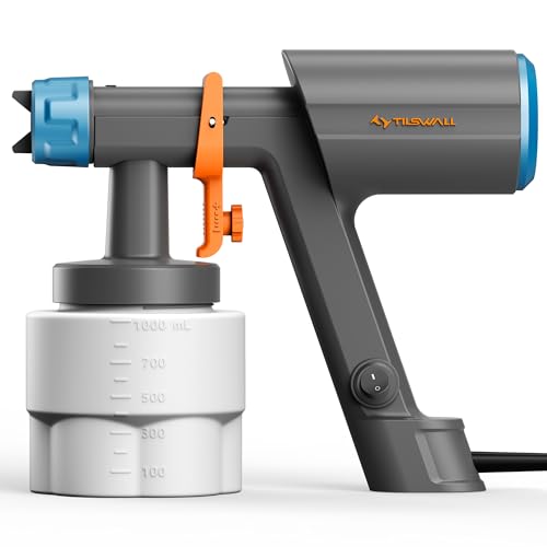 Tilswall Dreamer600 Paint Spray System, 600 W Electric Spray Gun, 1000 ml Container, 3 Nozzles & 3 Spray Modes, Max. 1200 ml/min Flow, Easy to Clean, for Walls, Furniture, Fences & DIY