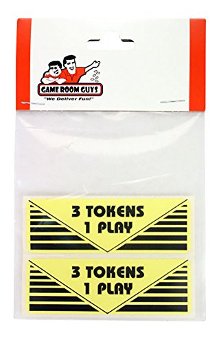 Game Room Guys Set of 2-3 Tokens 1 Play Label Sticker - Arcade & Pinball
